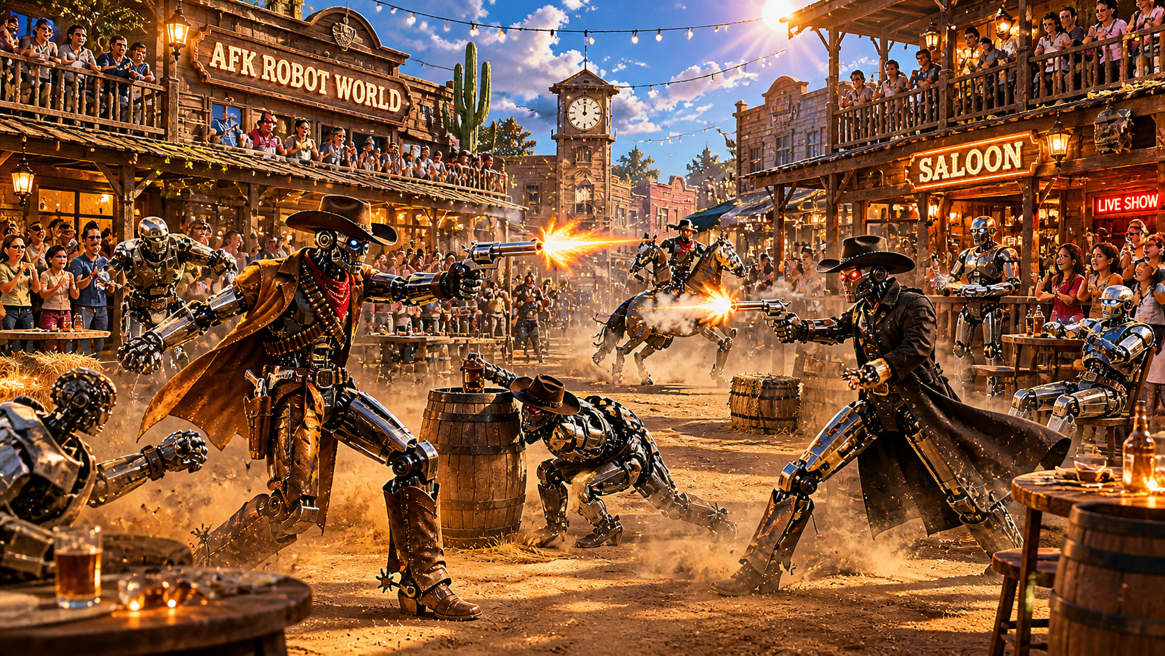 Robot western street show